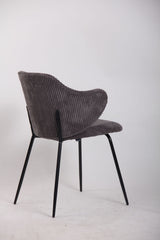 Set of 4 Dining Chairs with Corduroy Cord Fabric in Dark Grey Lincoln