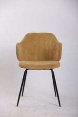 Set of 4 Dining Chairs Corduroy Cord Fabric with Metal Legs in Mustard Yellow - Side View