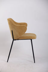 Set of 4 Dining Chairs Corduroy Cord Fabric with Metal Legs in Mustard Yellow - Top-Down View
