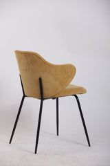 Set of 4 Dining Chairs Corduroy Cord Fabric with Metal Legs in Mustard Yellow - 45-Degree Angle