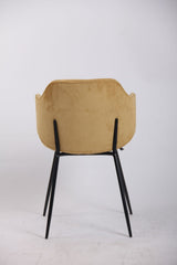 Set of 4 Dining Chairs Corduroy Cord Fabric with Metal Legs in Mustard Yellow - Rear View