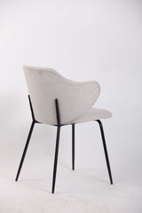 Set of 4 Dining Chairs Fabric with Metal Legs in Ivory Beige