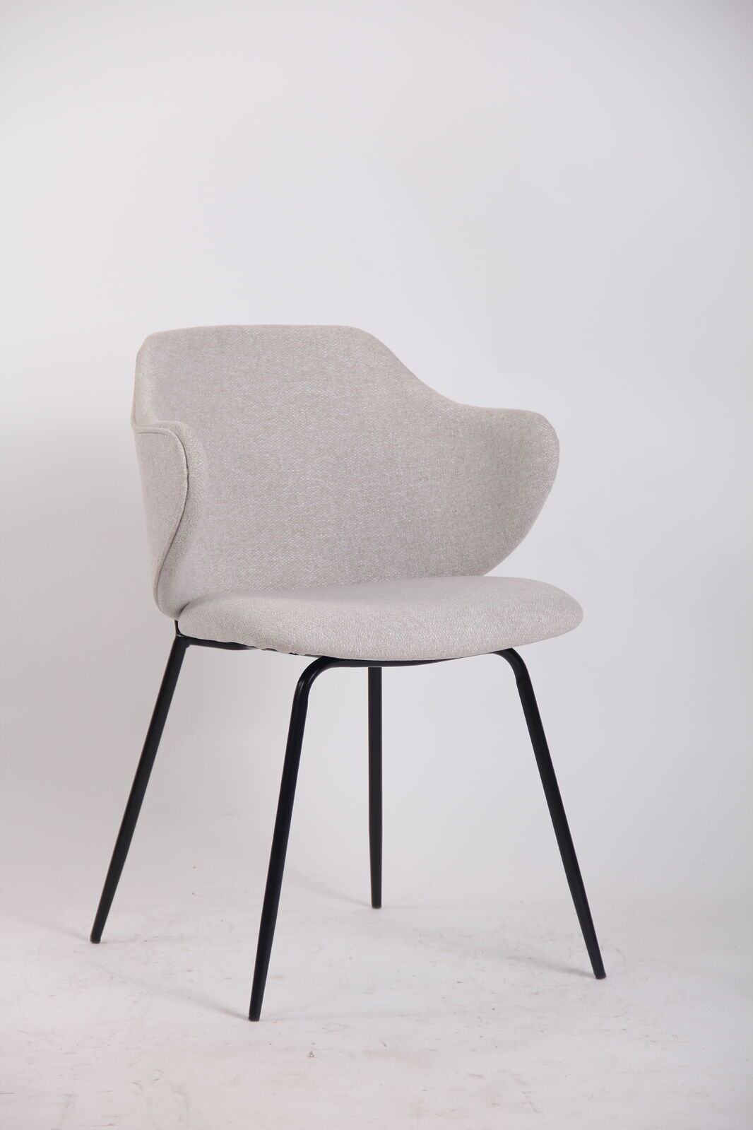 Set of 4 Dining Chairs Fabric with Metal Legs in Ivory Beige