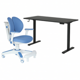 Ergonomic Kids Study Chair & Adjustable Electric Standing Desk Set ??Blue Chair & Black Desk