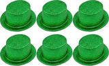 6-Pack Green Sparkling Tall Top Hats for Costumes and Parties - Plastic Fun Accessory - Front View