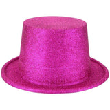 6-Pack Hot Pink Glitter Top Hats for Parties - Fun Costume Accessories - Side View