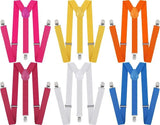 6x Mens Suspenders Braces Adjustable Strong Clip On Elastic Formal Wedding BULK - Assorted Colour Pack - Front View