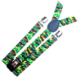 6x Mens Suspenders Braces Adjustable Strong Clip On Elastic Formal Wedding BULK - Army Camouflage 2 - Side View