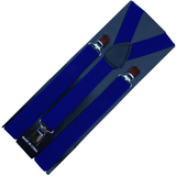6x Mens Suspenders Braces Adjustable Strong Clip On Elastic Formal Wedding BULK - Blue - Side View