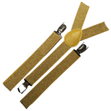 6x Mens Suspenders Braces Adjustable Strong Clip On Elastic Formal Wedding BULK - Gold (Glitter) - Side View