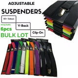 6x Mens Suspenders Braces Adjustable Strong Clip On Elastic Formal Wedding BULK - Green (Glitter) - Top-Down View