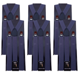 6x Mens Suspenders Braces Adjustable Strong Clip On Elastic Formal Wedding BULK - Grey - Front View