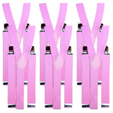 6x Mens Suspenders Braces Adjustable Strong Clip On Elastic Formal Wedding BULK - Lilac - Front View