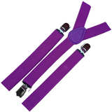 6x Mens Suspenders Braces Adjustable Strong Clip On Elastic Formal Wedding BULK - Purple - Side View