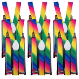 6x Mens Suspenders Braces Adjustable Strong Clip On Elastic Formal Wedding BULK - Rainbow - Front View