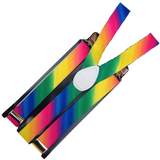 6x Mens Suspenders Braces Adjustable Strong Clip On Elastic Formal Wedding BULK - Rainbow - Side View
