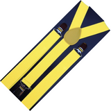 6x Mens Suspenders Braces Adjustable Strong Clip On Elastic Formal Wedding BULK - Yellow - Side View