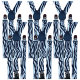 6x Mens Suspenders Braces Adjustable Strong Clip On Elastic Formal Wedding BULK - Zebra - Front View