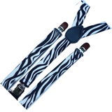 6x Mens Suspenders Braces Adjustable Strong Clip On Elastic Formal Wedding BULK - Zebra - Side View