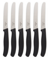 6x Victorinox Standard Wavy Edge Steak and Tomato Knife - Black - Front View