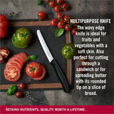 6x Victorinox Standard Wavy Edge Steak and Tomato Knife - Black - 45-Degree Angle