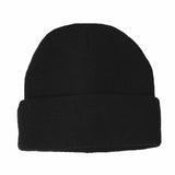 DENTS Fine Knit Turn Up Beanie Warm Winter Hat Plain Ski Thermal - Black - Side View