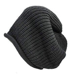 Dents Men's Oversized Knit Beanie - Cozy Winter Skull Cap - Black - Side View