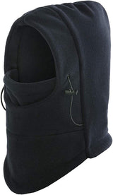 Windproof Thermal Fleece Balaclava Beanie Hat Full Face Mask Ski - Black - Front View