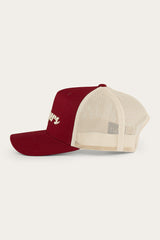 Ringers Western Hackett Trucker Baseball Cap Hat in Burgundy - Rear View