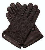 Dents Men's Herringbone Leather and Wool Gloves - Fleece Lined Warmth - Brown - Size Small - Side View
