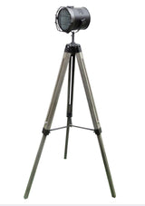139cm Nautical Tripod Floor Lamp w Steel Grey Lamp Head Searchlight Spot Light Modern - Front View