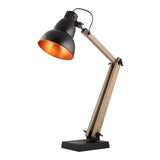 Faroe Scandi Modern Natural Wooden Table Lamp Rustic Retro Designer Light - Front View