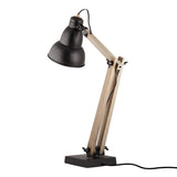 Faroe Scandi Modern Natural Wooden Table Lamp Rustic Retro Designer Light - Rear View