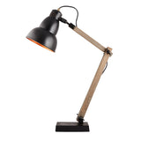 Faroe Scandi Modern Natural Wooden Table Lamp Rustic Retro Designer Light - Close-Up Angle