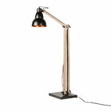 Wooden Large Floor Lamp Industrial Retro Modern Adjustable Light - Matte Black - 45-Degree Angle