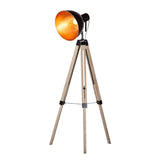 Havana Retro Large Tripod Floor Lamp Industrial Modern Adjustable Wood Frame Light - Front View