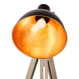 Havana Retro Large Tripod Floor Lamp Industrial Modern Adjustable Wood Frame Light - Rear View