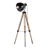 Havana Retro Large Tripod Floor Lamp Industrial Modern Adjustable Wood Frame Light - Close-Up Angle