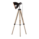 Havana Retro Large Tripod Floor Lamp Industrial Modern Adjustable Wood Frame Light - Low Angle