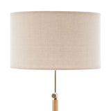 165cm Adjustable Bamboo Tripod Floor Lamp Light with Linen Shade & Built-In Table