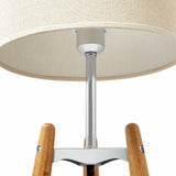 73cm Bamboo Tripod Table Lamp Light Modern Vintage w Beige Linen Shade - Side View