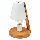 32cm Wooden Base Modern Desk Table Lamp Light Metal Shade Designer - White - Side View