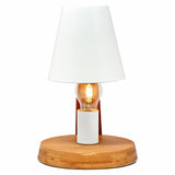 32cm Wooden Base Modern Desk Table Lamp Light Metal Shade Designer - White - Top-Down View