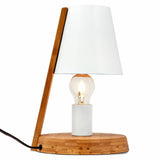 32cm Wooden Base Modern Desk Table Lamp Light Metal Shade Designer - White - 45-Degree Angle