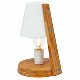 32cm Wooden Base Modern Desk Table Lamp Light Metal Shade Designer - White - Rear View
