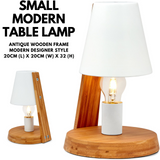 32cm Wooden Base Modern Desk Table Lamp Light Metal Shade Designer - White - Low Angle