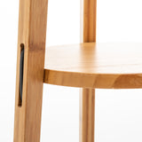 168cm Large Bamboo Wooden Tripod Floor Lamp Light Modern Linen Shade w Shelves - 45-Degree Angle