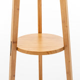 168cm Large Bamboo Wooden Tripod Floor Lamp Light Modern Linen Shade w Shelves - Close-Up Angle