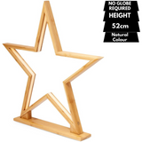 52cm Bamboo Star LED Table Desk Lamp Light Modern Designer - Natural - Front View