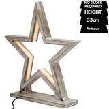 33cm Bamboo Star LED Table Lamp Light Modern Bedside - Antique Timber - Front View